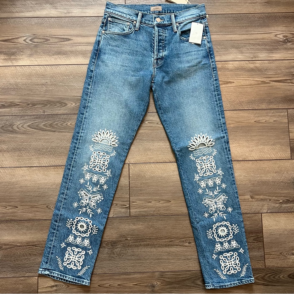 Nwt Mother The Mid Rise Hiker Hover Jeans In Tequila Sunrise Sz 25